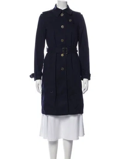 Pre-owned Tory Burch Trench Coat In Blue