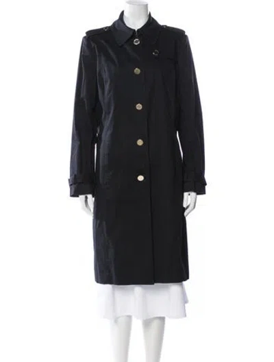 Pre-owned Tory Burch Trench Coat In Blue