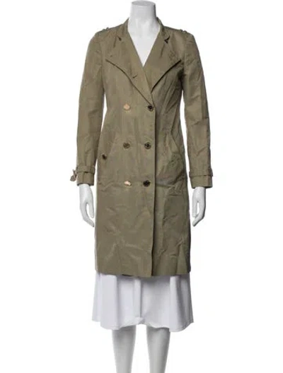 Pre-owned Tory Burch Trench Coat In Green