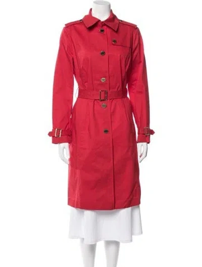 Pre-owned Tory Burch Trench Coat In Red