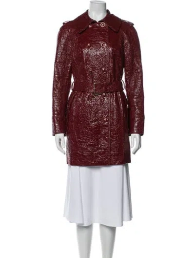 Pre-owned Tory Burch Trench Coat In Red