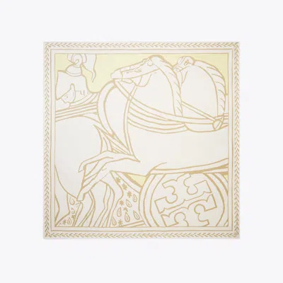 Tory Burch Trocadero Horses Silk Square Scarf In White