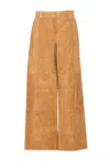 Tory Burch Wide Leg Suede Pants With Pockets And Seam Detailing In Brown