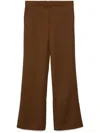 Tory Burch Wool Twill Trousers In Mocha Chips
