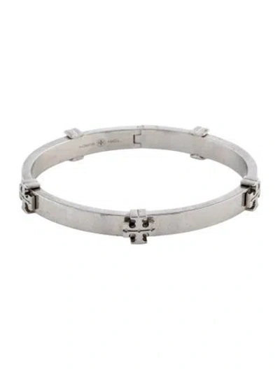 Pre-owned Tory Burch Tt Logo Hinge Bangle Bracelet, 6.5" In Multicolor