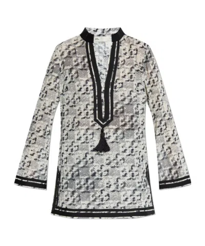 Tory Burch Tunic With Print In Gray