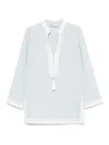 Tory Burch Light Blue Kaftan With V-neck In Light Blue