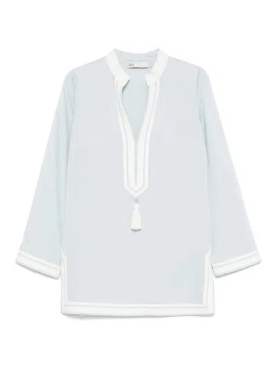 Tory Burch Light Blue Kaftan With V-neck