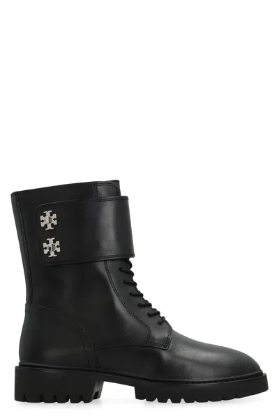 Tory Burch Turnlock Ankle Boots In Leather In Black