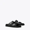 Tory Burch Double Strap Leather Flat Sandals In Black