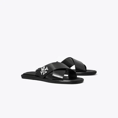 Tory Burch Turnlock Cross-band Slide In Black