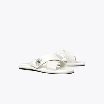Tory Burch Turnlock Cross-band Slide In White