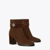 Tory Burch Turnlock Heeled Ankle Boot In Brown