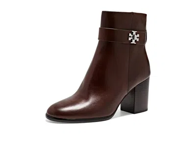 Tory Burch Turnlock Heeled Ankle Boots 70mm Women's Boots Coffee: 7.5 M, Leather