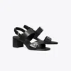 Tory Burch T-lock Leather Block-heel Sandals In Black
