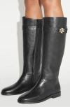 Tory Burch Turnlock Knee High Riding Boot In Black