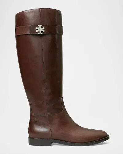 Tory Burch Turnlock Leather Knee-high Riding Boots In T Moro