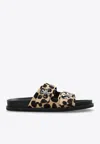 Tory Burch Turnlock Leopard Print Leather Sandals In Animal Print