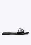 Tory Burch Turnlock Logo Leather Slides In Black