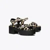 Tory Burch Turnlock Platform Heeled Lug Sandal In Multi