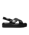 Tory Burch Crisscross Leather Slingback Platform Sandals In Black