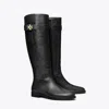 Tory Burch Turnlock Leather Knee-high Riding Boots In Black