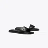 Tory Burch Turnlock Logo Leather Slides In Black