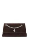 Tory Burch Turnlock Suede Shoulder Bag In Black