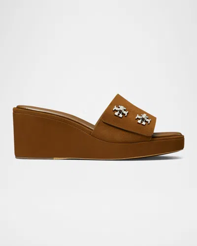 TORY BURCH TURNLOCK SUEDE WEDGE SANDALS