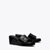 Tory Burch Turnlock Wedge Sandal In Black