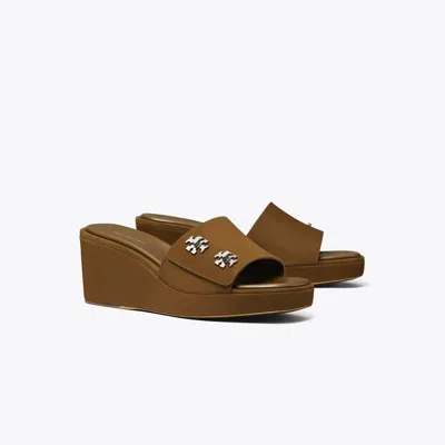Tory Burch Turnlock Wedge Sandal In Brown