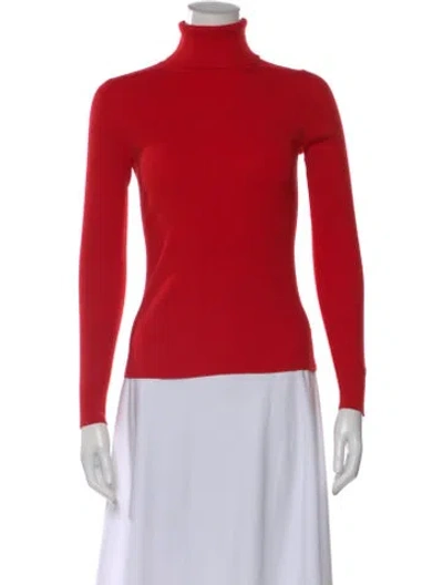 Pre-owned Tory Burch Turtleneck Long Sleeve Top In Red