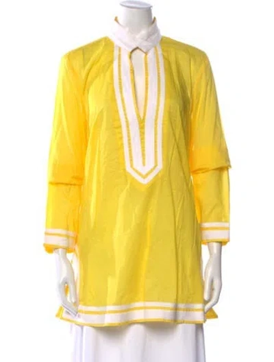 Pre-owned Tory Burch Turtleneck Long Sleeve Tunic In Yellow