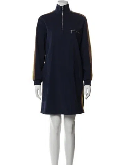 Pre-owned Tory Burch Turtleneck Mini Dress In Blue