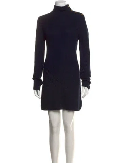 Pre-owned Tory Burch Turtleneck Mini Dress In Blue
