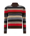 Tory Burch Long Sleeve Sweater Striped Pattern Collar In Multi