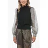 Tory Burch Turtleneck Sweater With Sleeves Crinkle Effect In Black