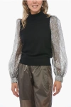 Tory Burch Turtleneck Sweater With Sleeves Crinkle Effect