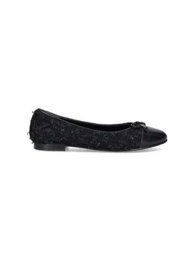 Tory Burch Tweed Ballet Flats In Wool Blend In Black