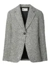 Tory Burch Tweed Blazer In Gray