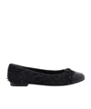 Tory Burch Tweed Cap-toe Ballet Flats In Black