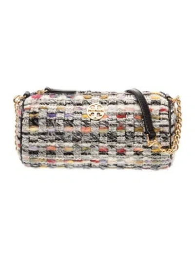 Pre-owned Tory Burch Tweed Crossbody Bag In Black
