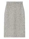 Tory Burch Fitted Grey Skirt With Textured Speckled Fabric In Gray
