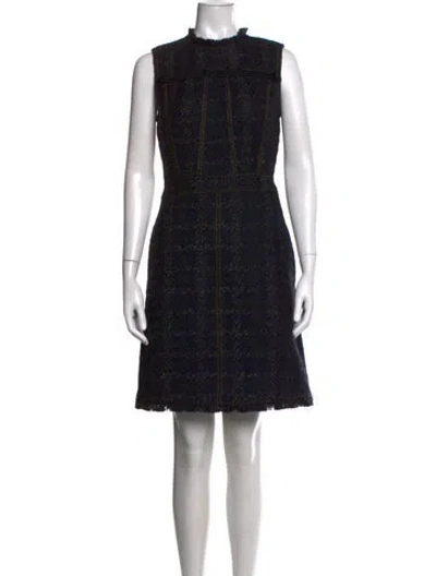Pre-owned Tory Burch Tweed Mini Dress In Blue/metallic