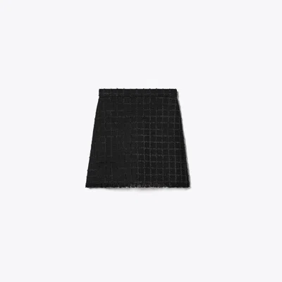 Tory Burch Tweed Mini Skirt In Black/black