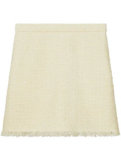 Tory Burch Tweed Mini Skirt In White