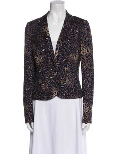 Pre-owned Tory Burch Tweed Pattern Blazer In Brown