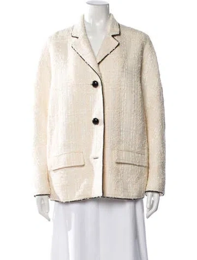 Pre-owned Tory Burch Tweed Pattern Blazer In Metallic/neutrals