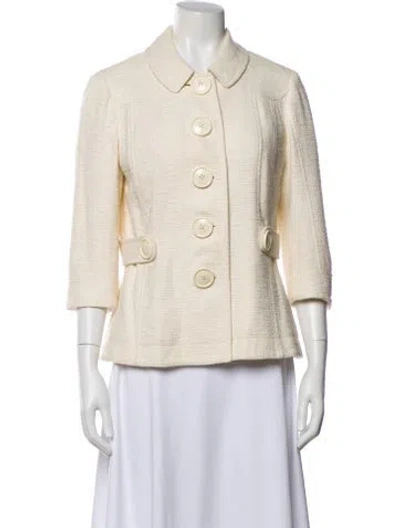 Pre-owned Tory Burch Tweed Pattern Blazer In Neutral