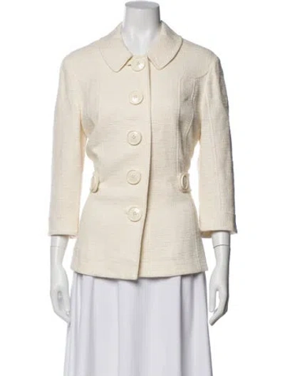 Pre-owned Tory Burch Tweed Pattern Blazer In Neutral